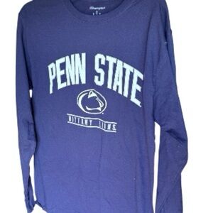 Champion Navy Blue Cotton Penn State Long-Sleeved T-Shirt, M